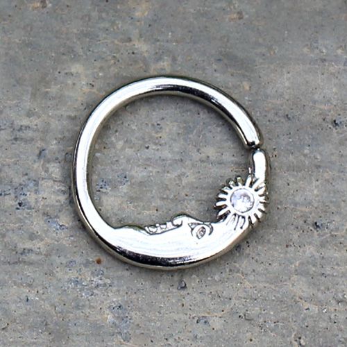 316L Stainless Steel Sun & Moon Seamless Rings / Cartilage Earrings-0