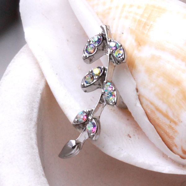 316L Surgical Steel Multi CZ Leaf Cartilage Earring-2