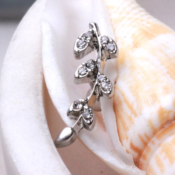 316L Surgical Steel Multi CZ Leaf Cartilage Earring-1