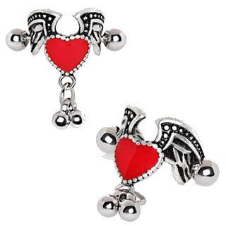 Antique Winged Heart Cartilage Cuff Earring-2