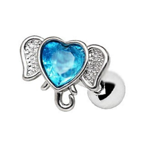 316L Stainless Steel Aqua Heart Elephant Cartilage Earring-1