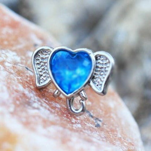 316L Stainless Steel Aqua Heart Elephant Cartilage Earring-0