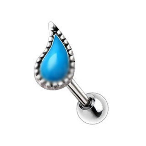Aqua Teardrop Cartilage Earring-2