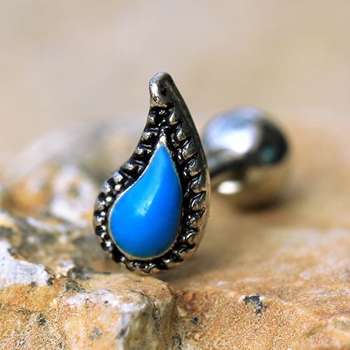Aqua Teardrop Cartilage Earring-0
