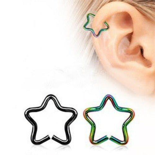 PVD Plated Star Shaped Cartilage Earring-0