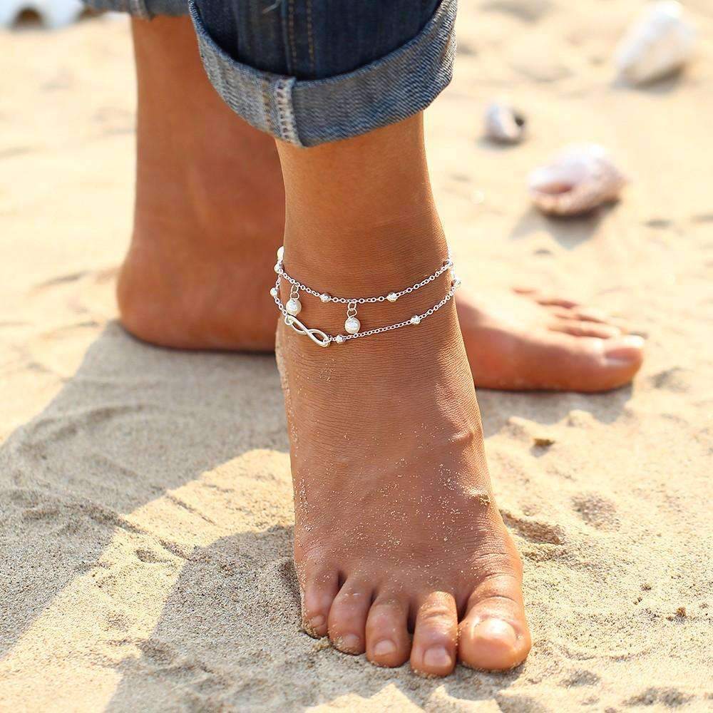 Infinity Double Layer Pearl Anklet-1