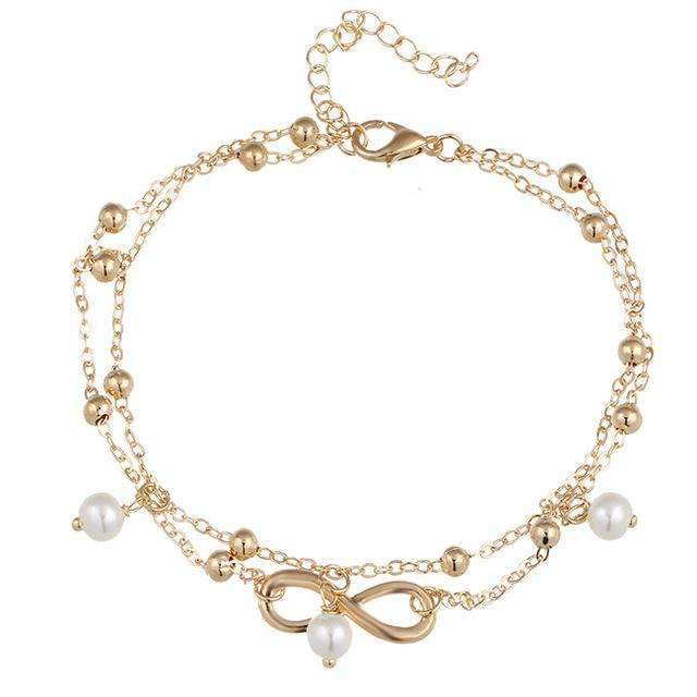 Infinity Double Layer Pearl Anklet-2