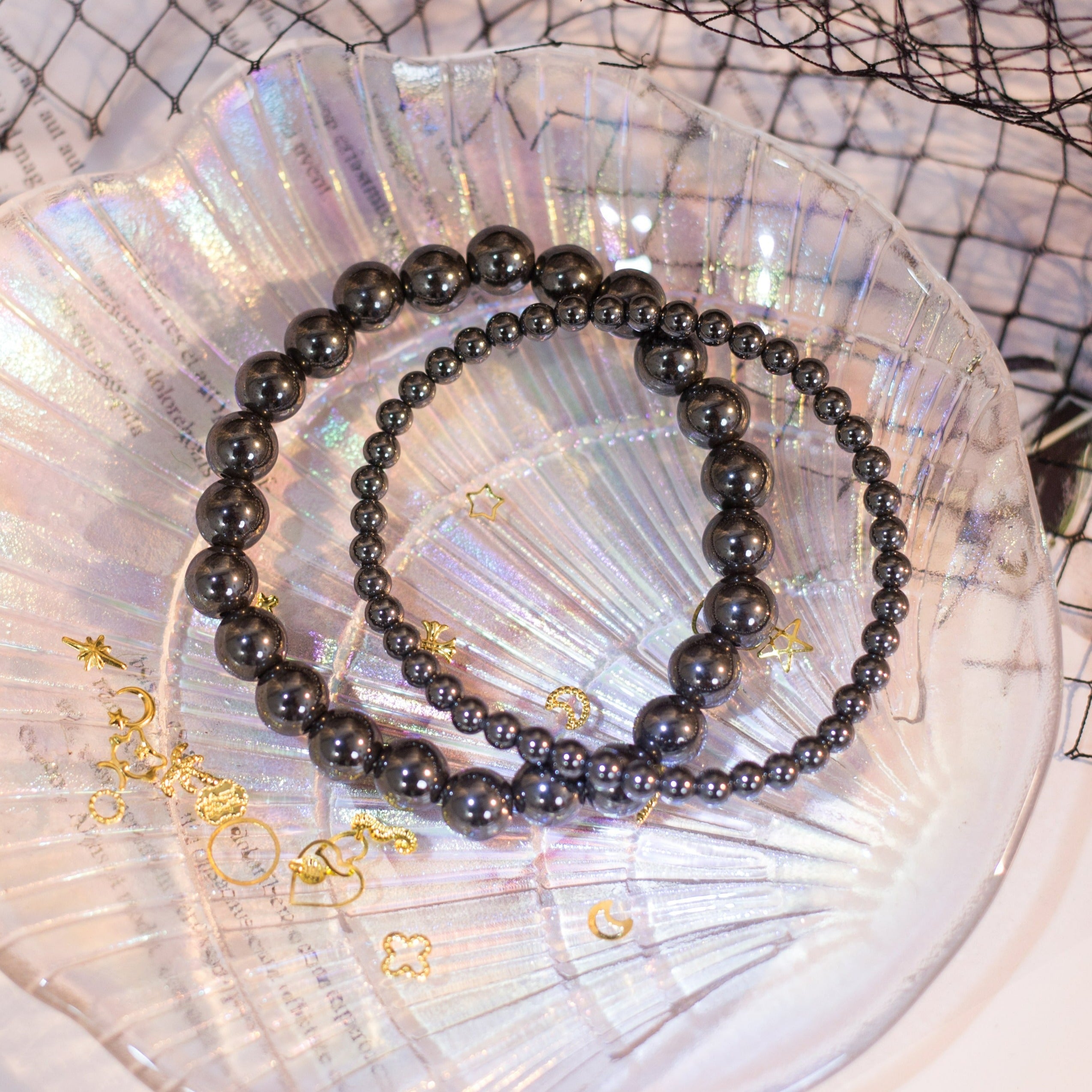 Hematite Beaded Crystal Bracelet-0