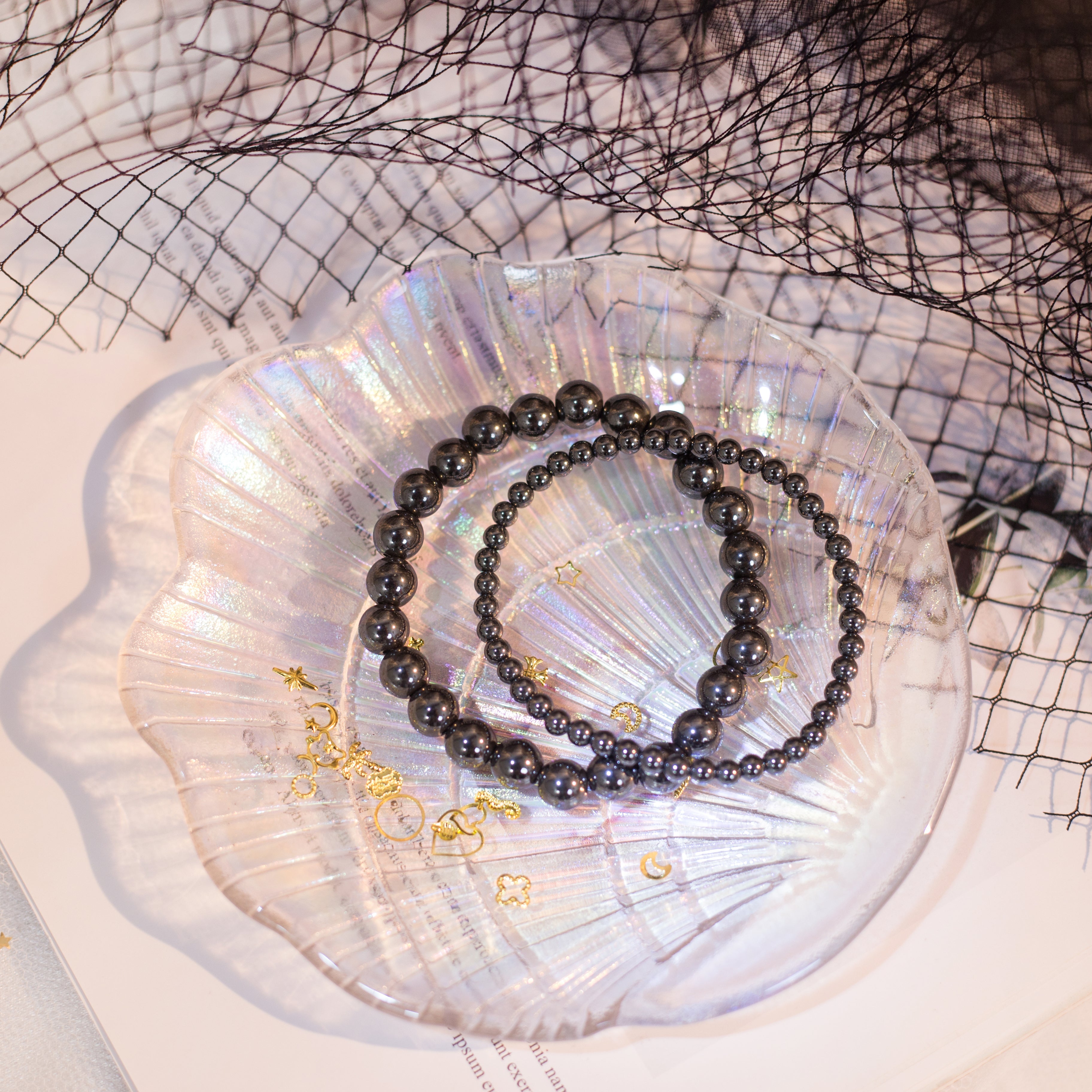 Hematite Beaded Crystal Bracelet-1