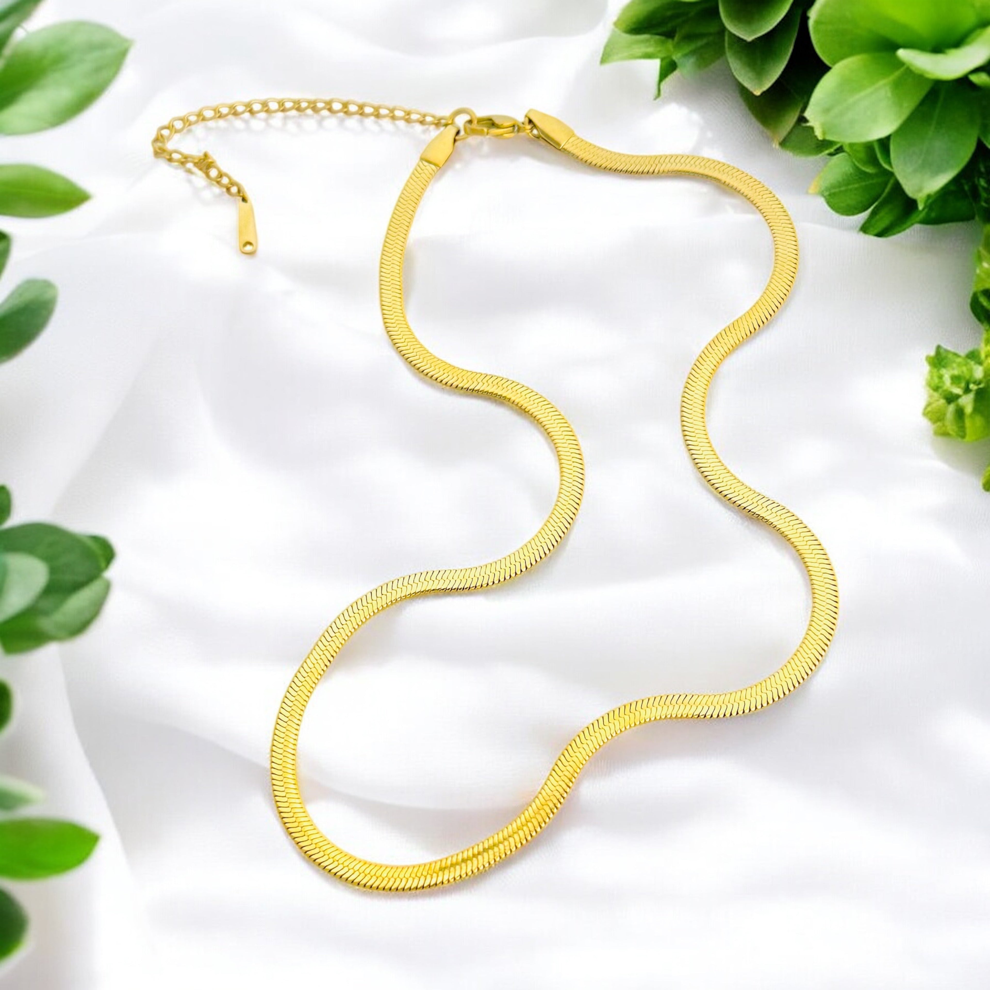 Herringbone - 18K Gold Plated, Waterproof Necklace-0