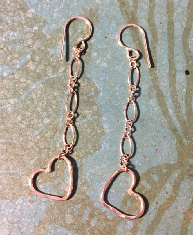Happily Ever After Heart Chain Earrings-0