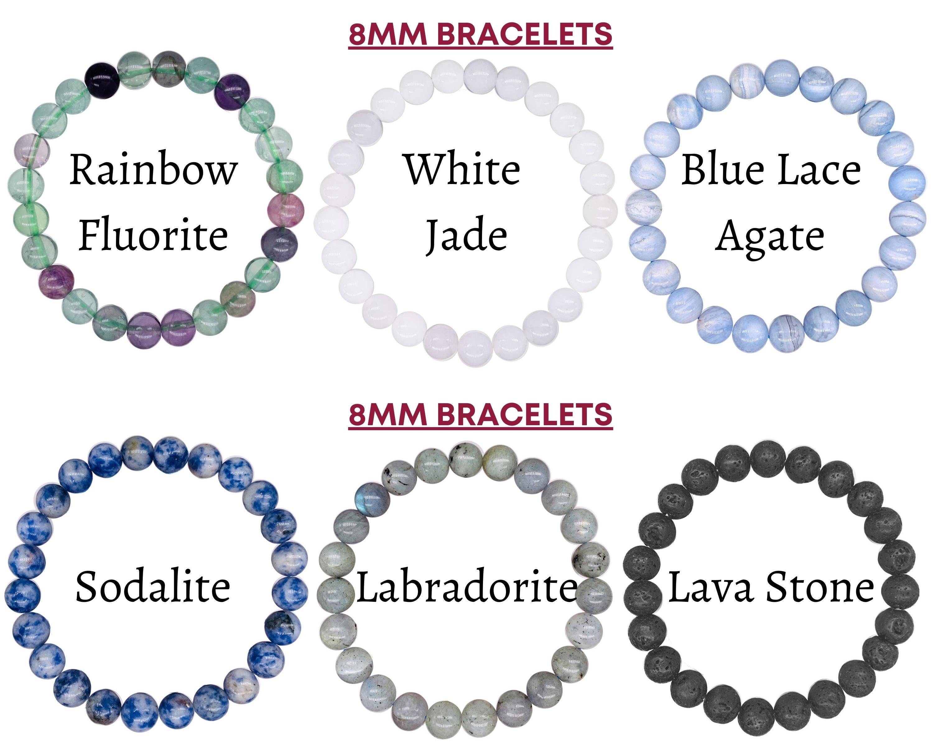 Healing Crystal Bead Bracelet for Women, Men, Stacked Bracelets-10