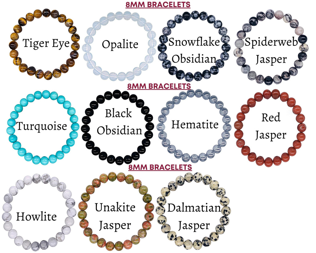 Healing Crystal Bead Bracelet for Women, Men, Stacked Bracelets-9