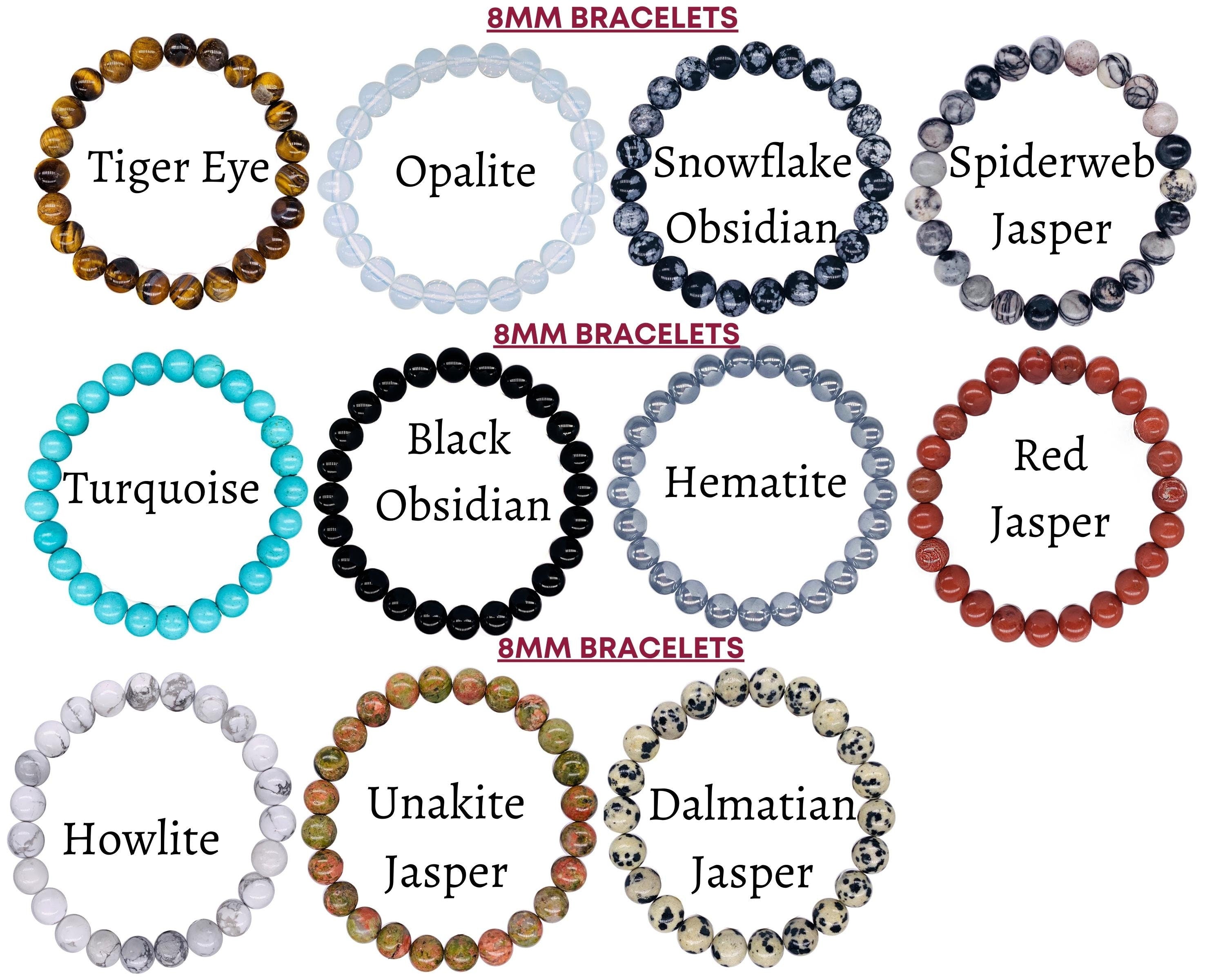 Healing Crystal Bead Bracelet for Women, Men, Stacked Bracelets-9