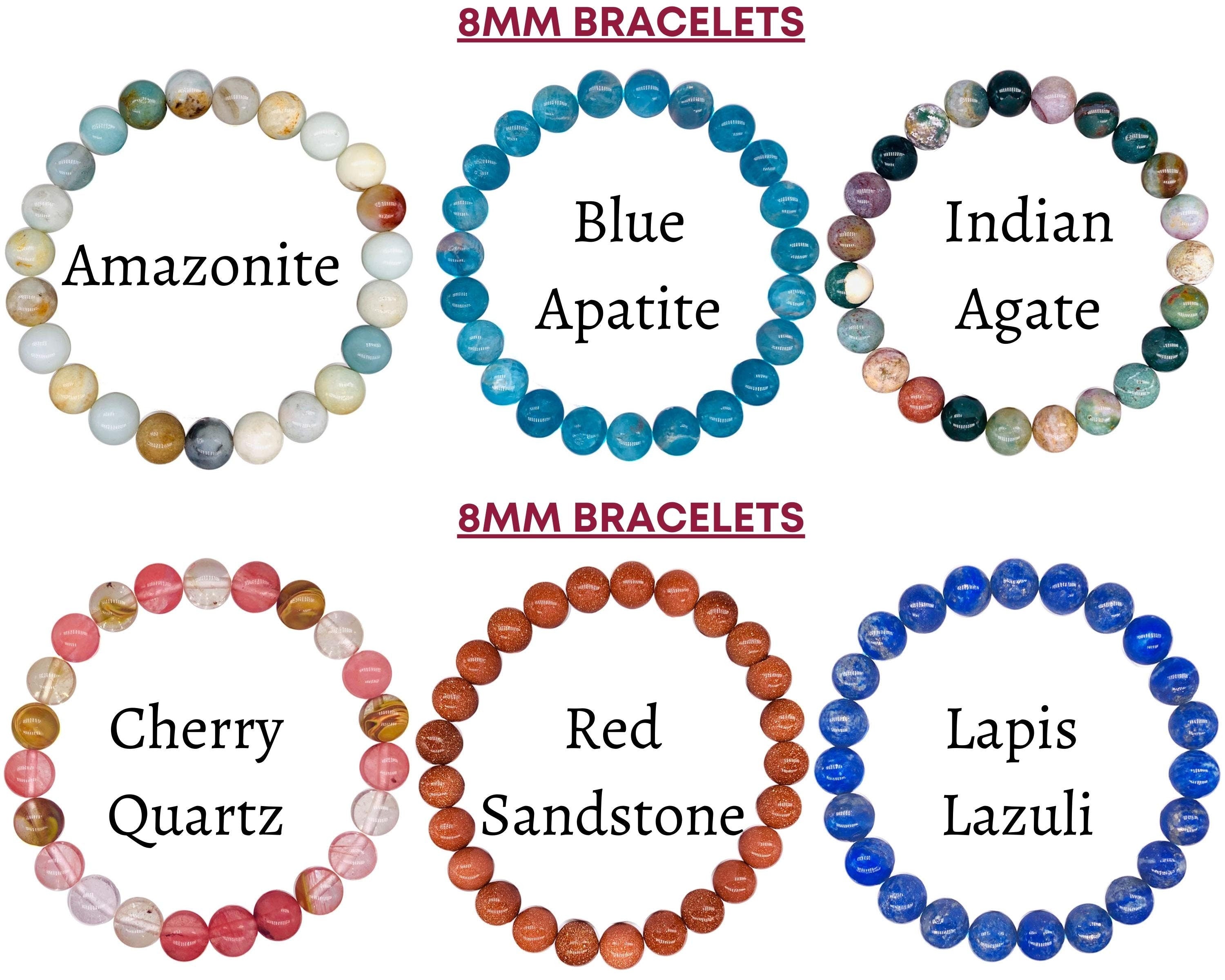Healing Crystal Bead Bracelet for Women, Men, Stacked Bracelets-4