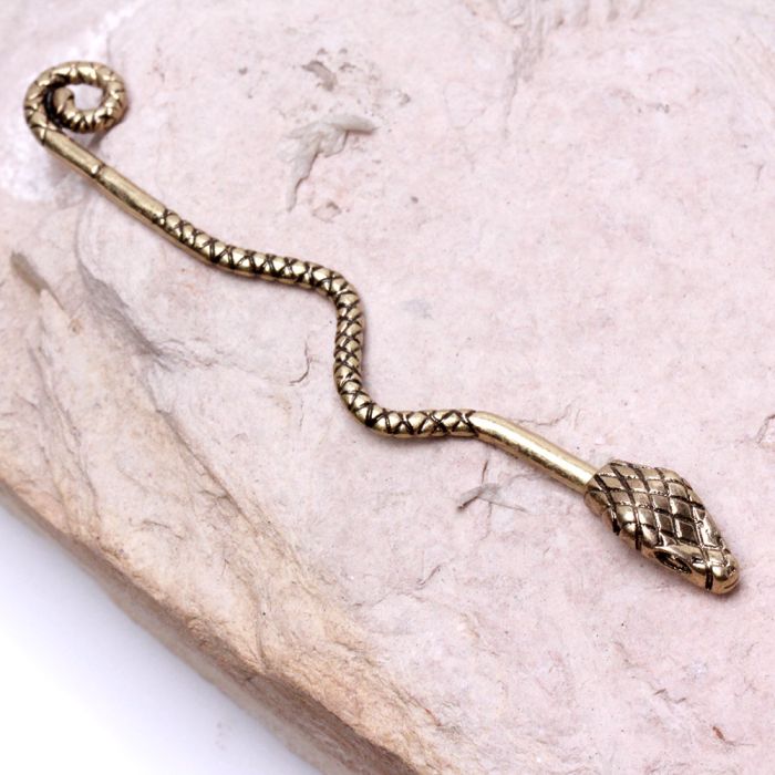 Antique Gold Plated Snake Industrial Barbell-1
