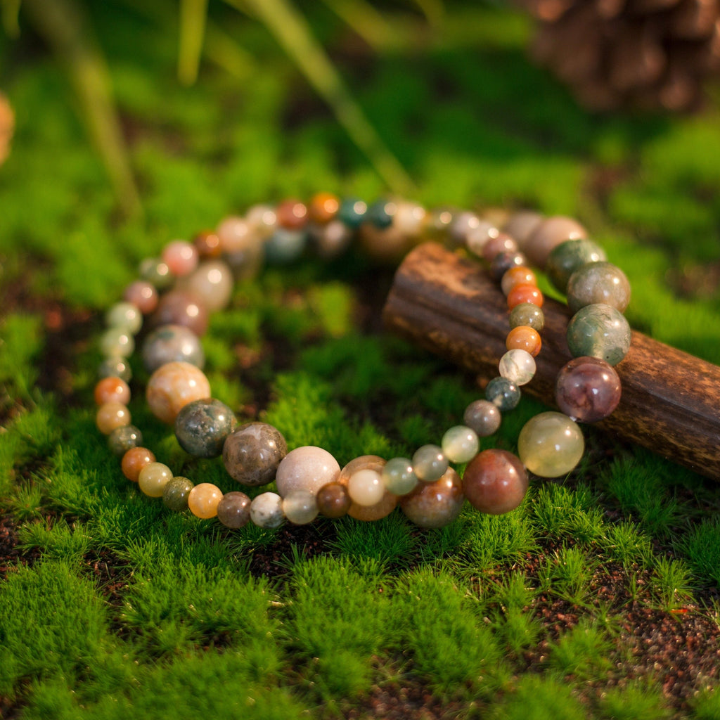 Indian Agate Beaded Crystal Bracelet-0