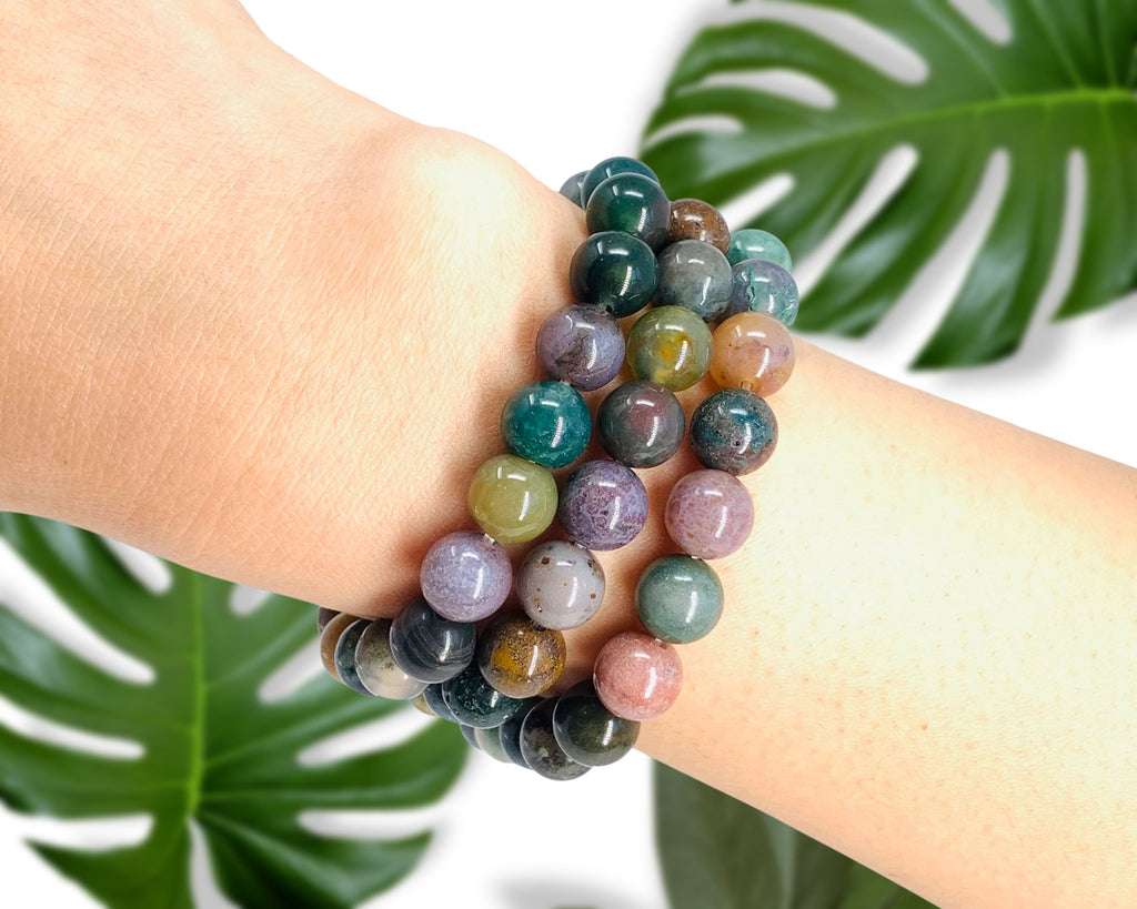 Indian Agate Beaded Crystal Bracelet-1