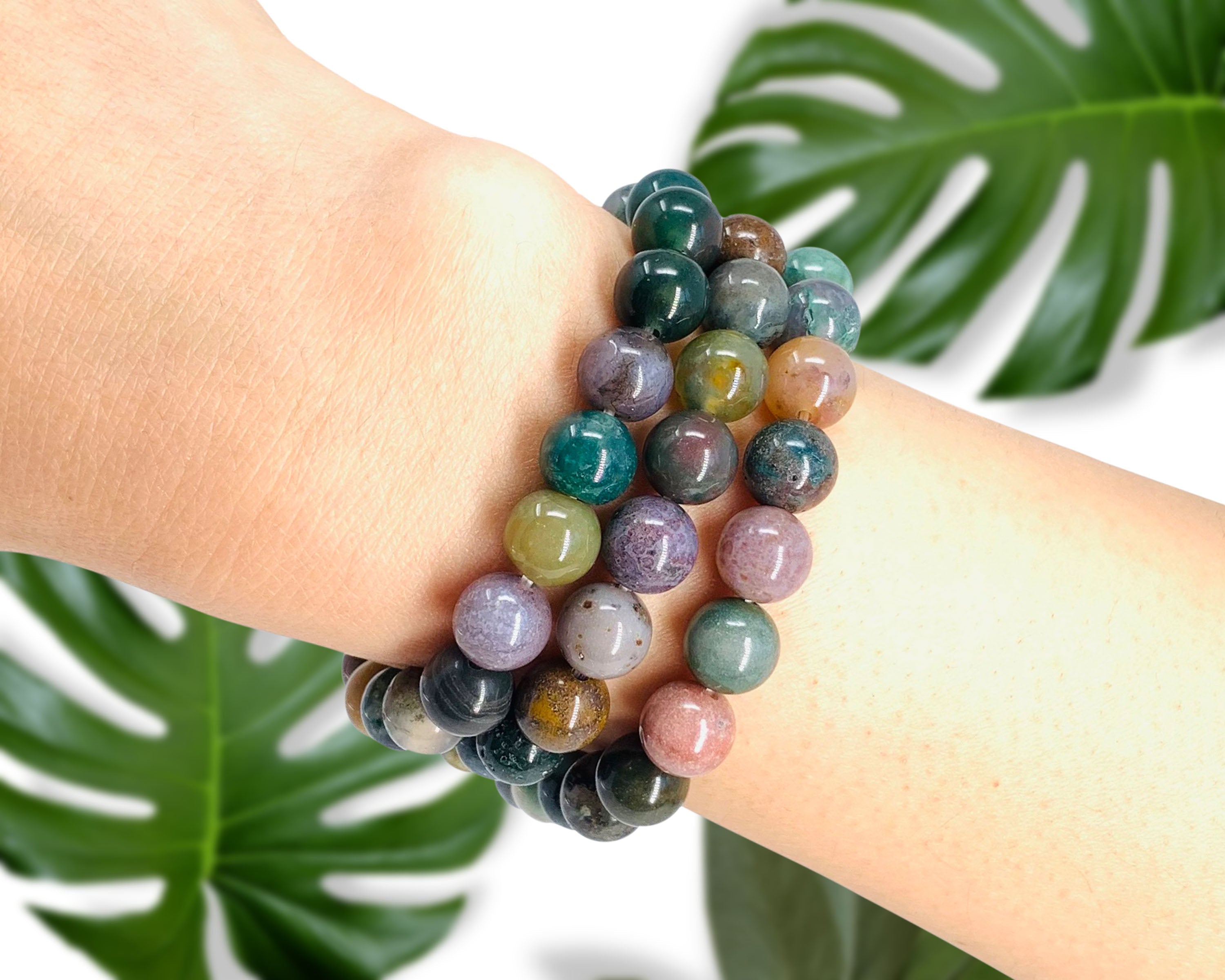 Indian Agate Beaded Crystal Bracelet-1