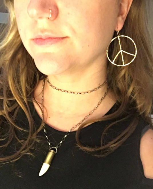 Rustic Peace Sign Earrings - Let There Be Peace Earrings - Large-2