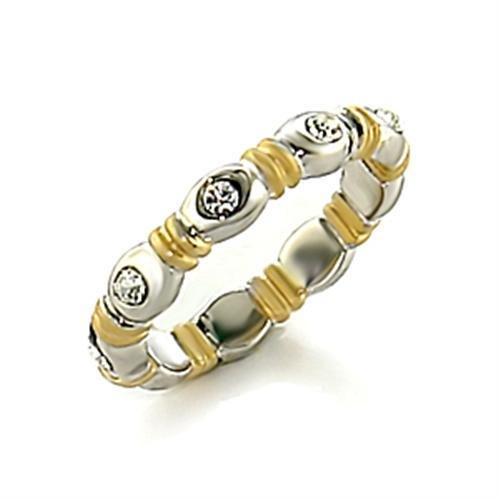 LO148 - Matte Gold & Rhodium Brass Toe Ring with Top Grade Crystal  in Clear-0