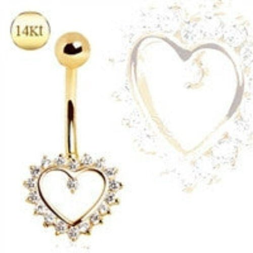 14Kt. Gold Navel Ring with Heart-3