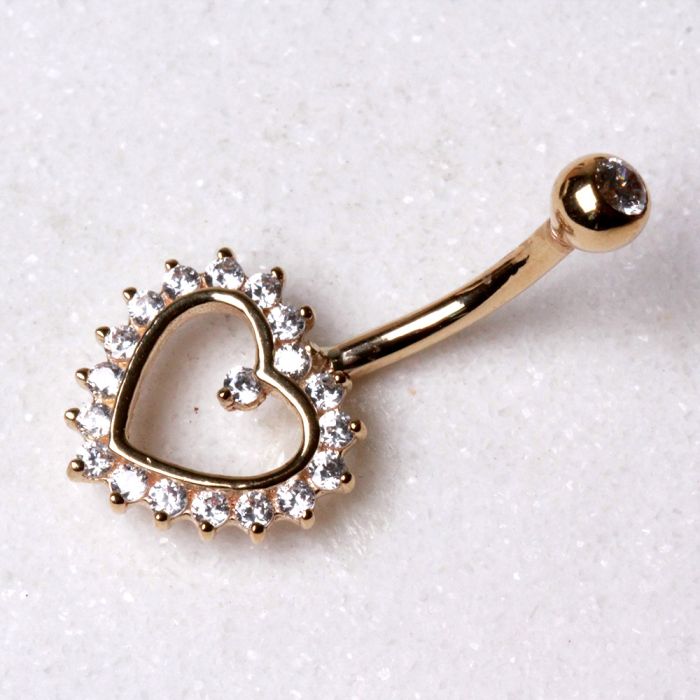 14Kt. Gold Navel Ring with Heart-2
