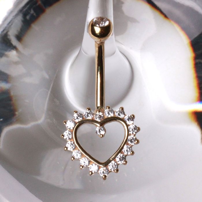 14Kt. Gold Navel Ring with Heart-0