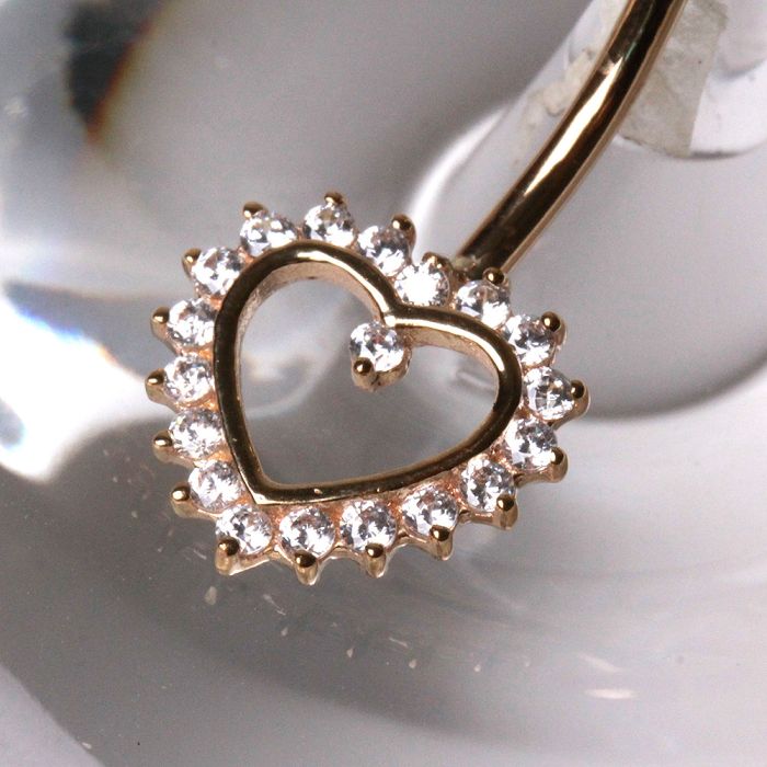 14Kt. Gold Navel Ring with Heart-1