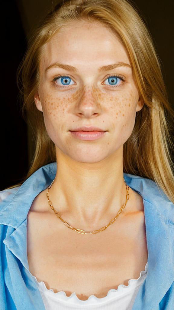 Paperclip Chain - 18K Gold Plated, Waterproof Necklace