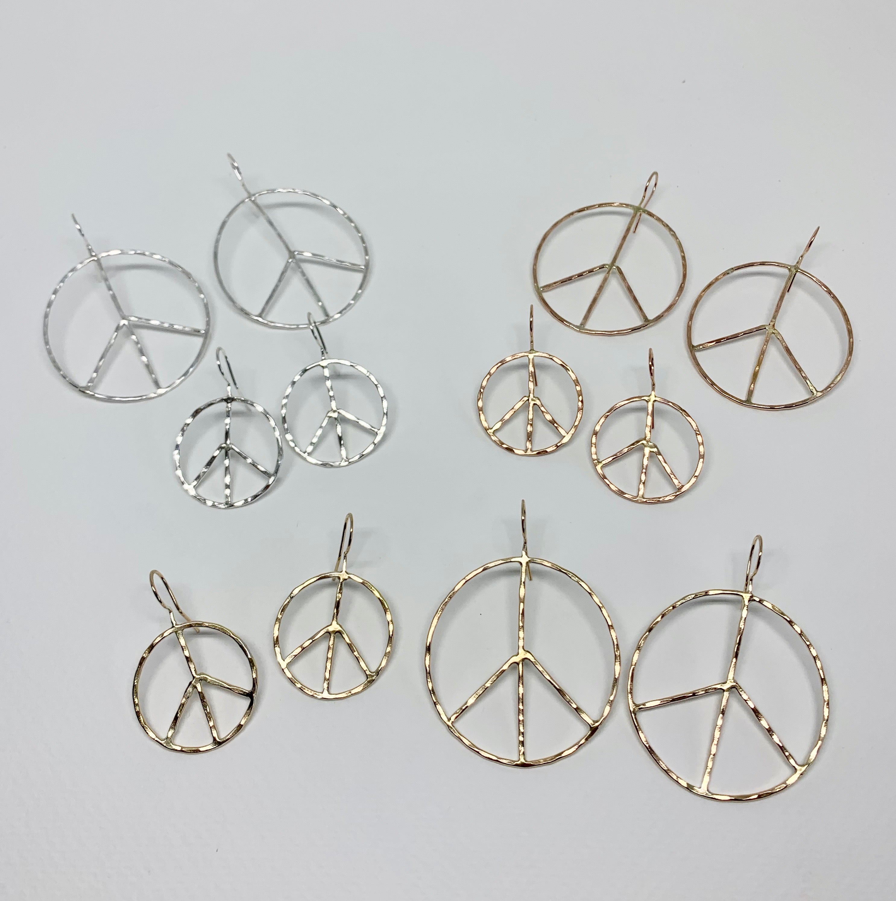 Rustic Peace Sign Earrings - Let There Be Peace Earrings - Small-4