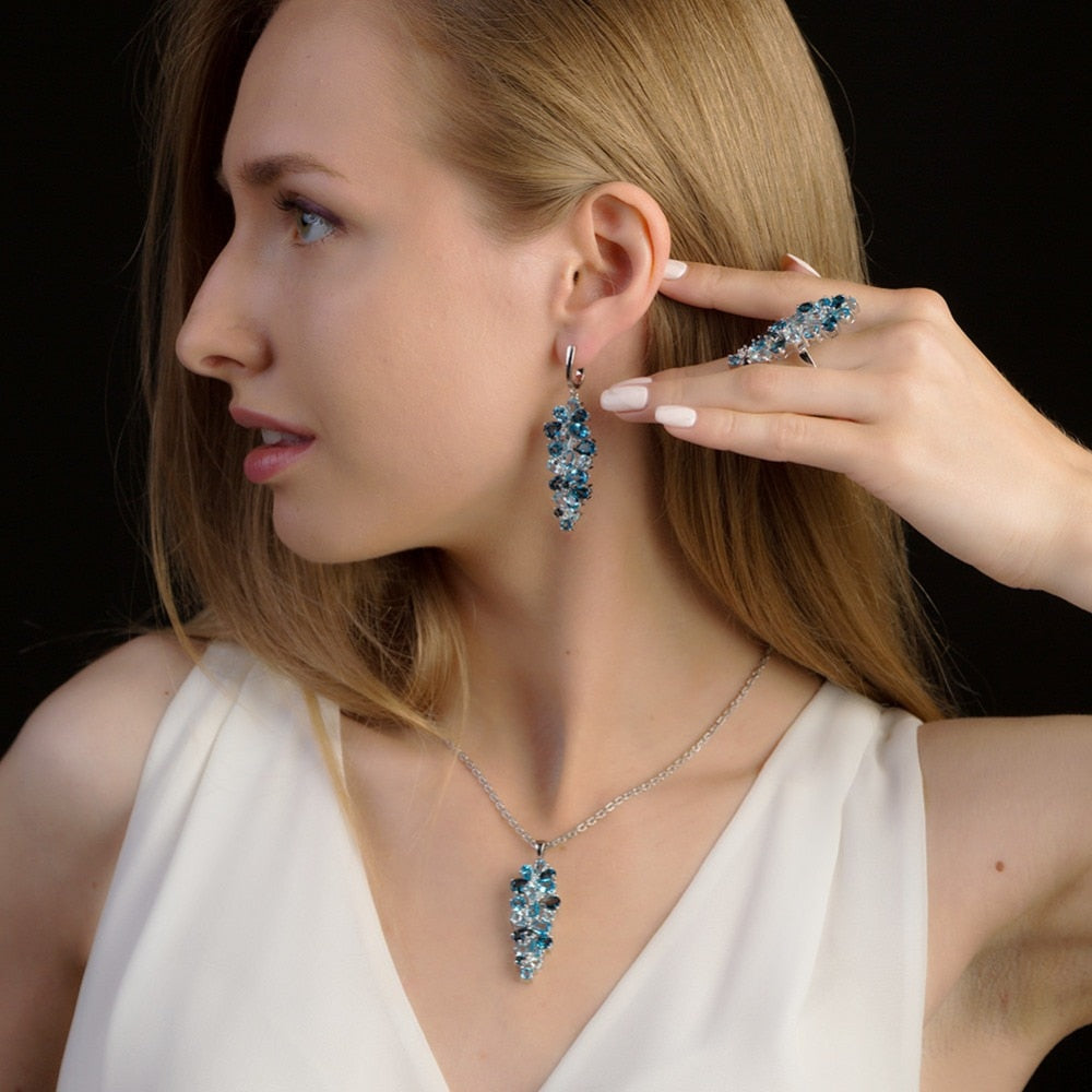 London Blue Topaz Swiss Blue Topaz Sky Blue Topaz Mix Gemstone Pendants For Women Gift Luxury Jewelry Accessories
