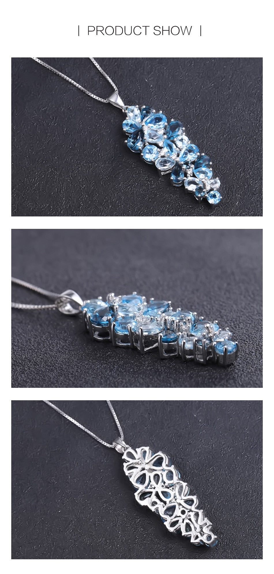 London Blue Topaz Swiss Blue Topaz Sky Blue Topaz Mix Gemstone Pendants For Women Gift Luxury Jewelry Accessories