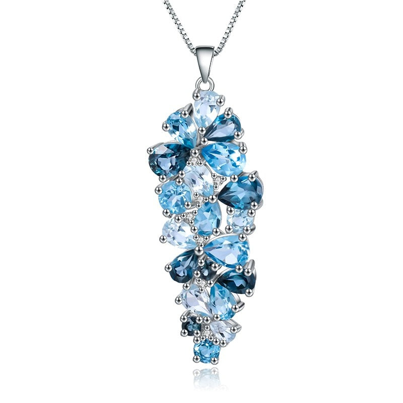 London Blue Topaz Swiss Blue Topaz Sky Blue Topaz Mix Gemstone Pendants For Women Gift Luxury Jewelry Accessories