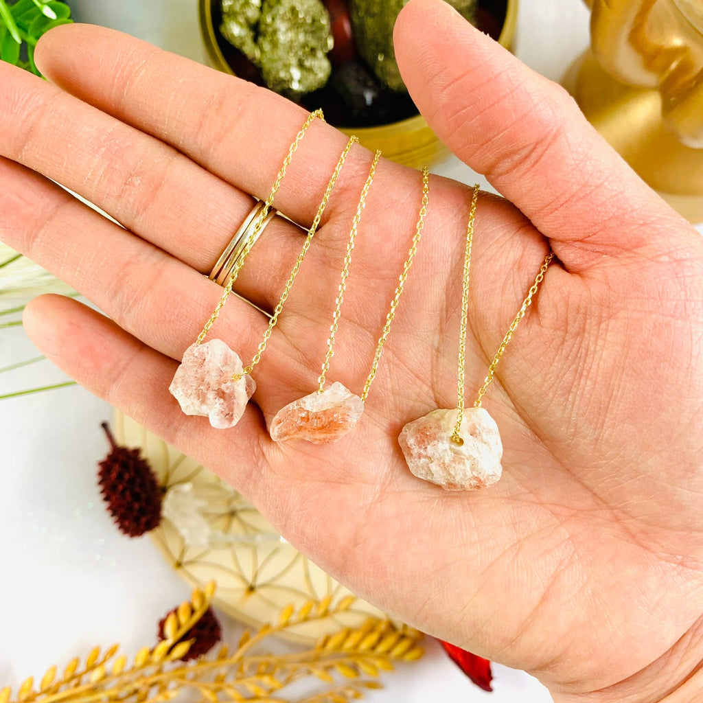 Raw Crystal 14K Gold, Silver Birthstone Necklace-17