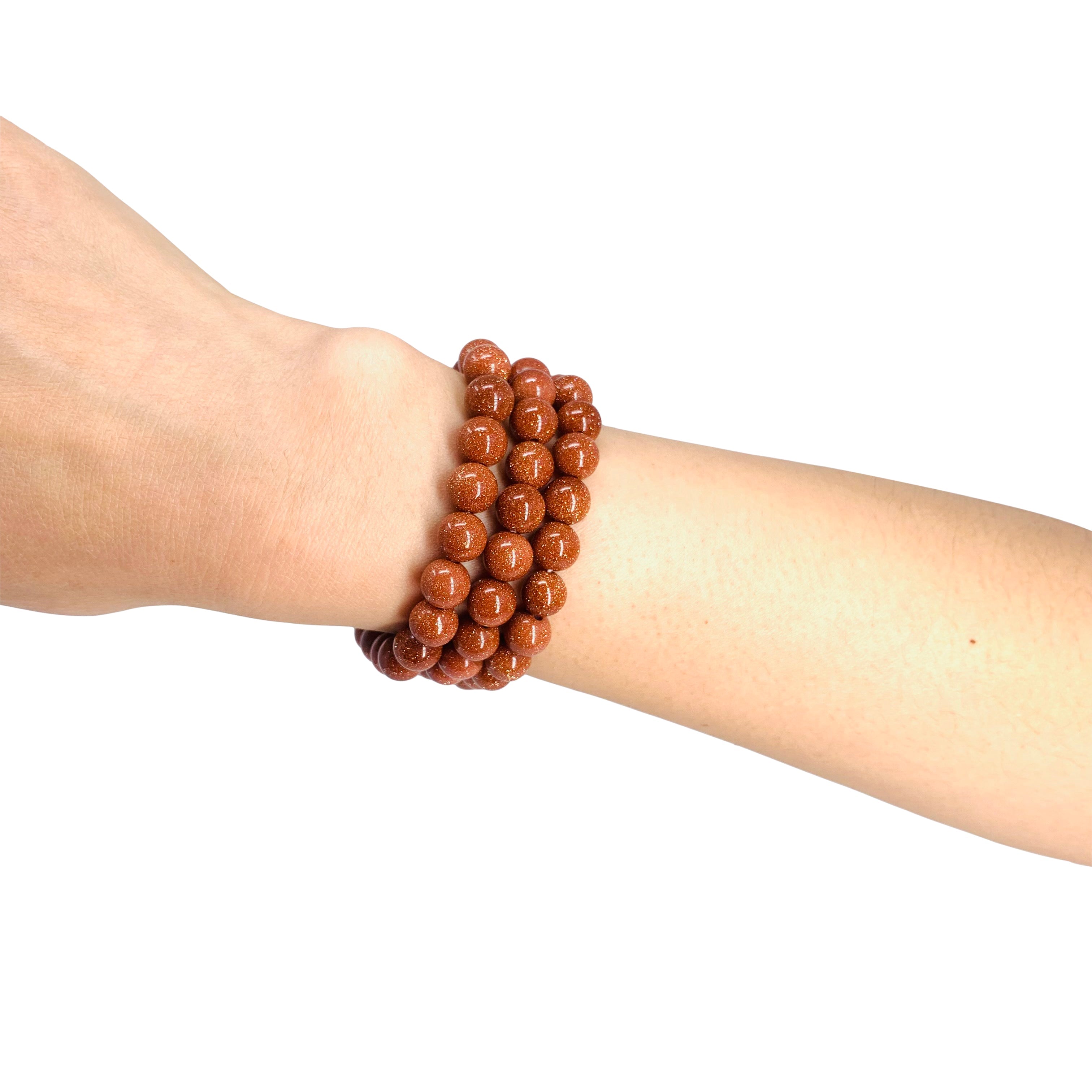 Red Sandstone Beaded Crystal Bracelet-2