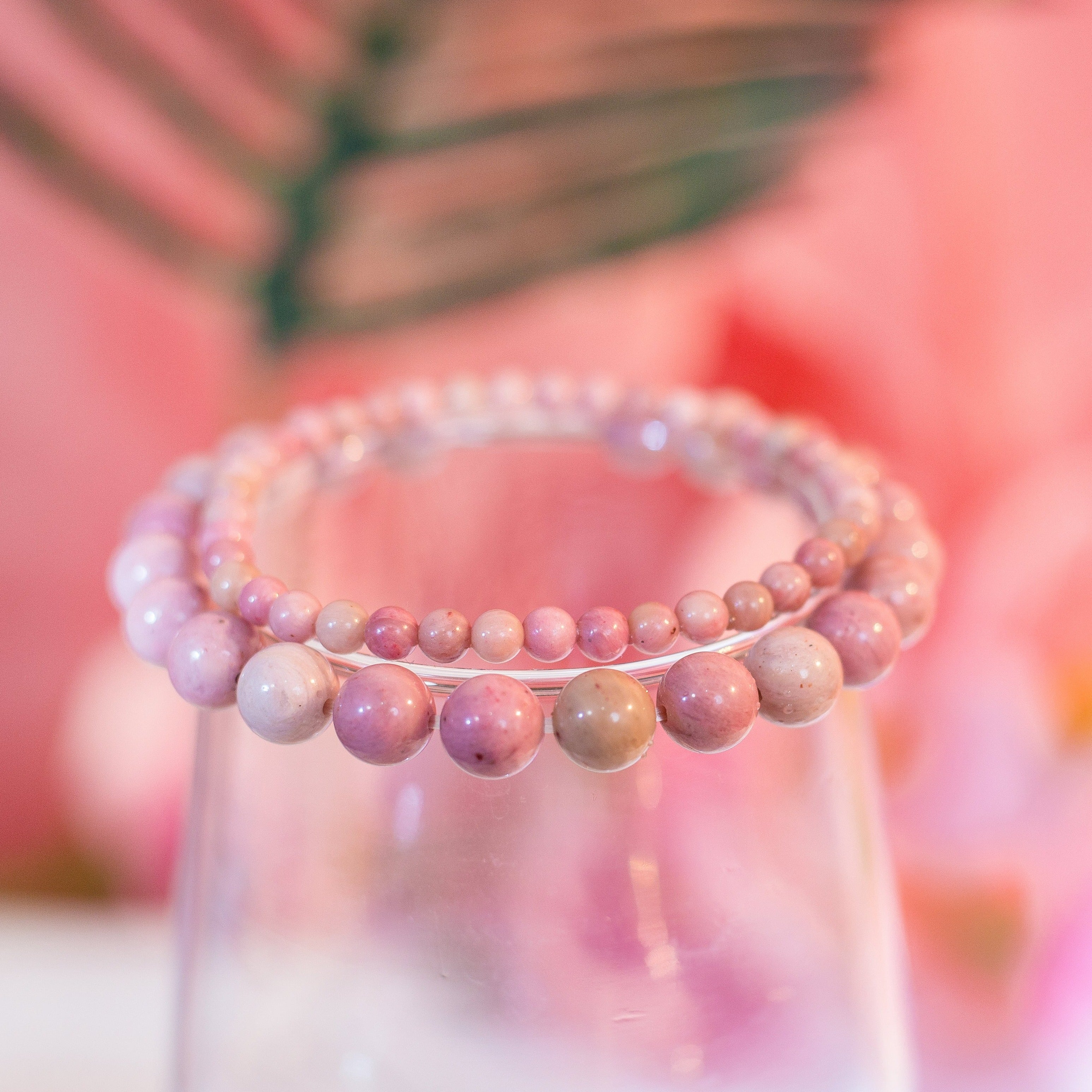 Rhodonite Beaded Crystal Bracelet-0