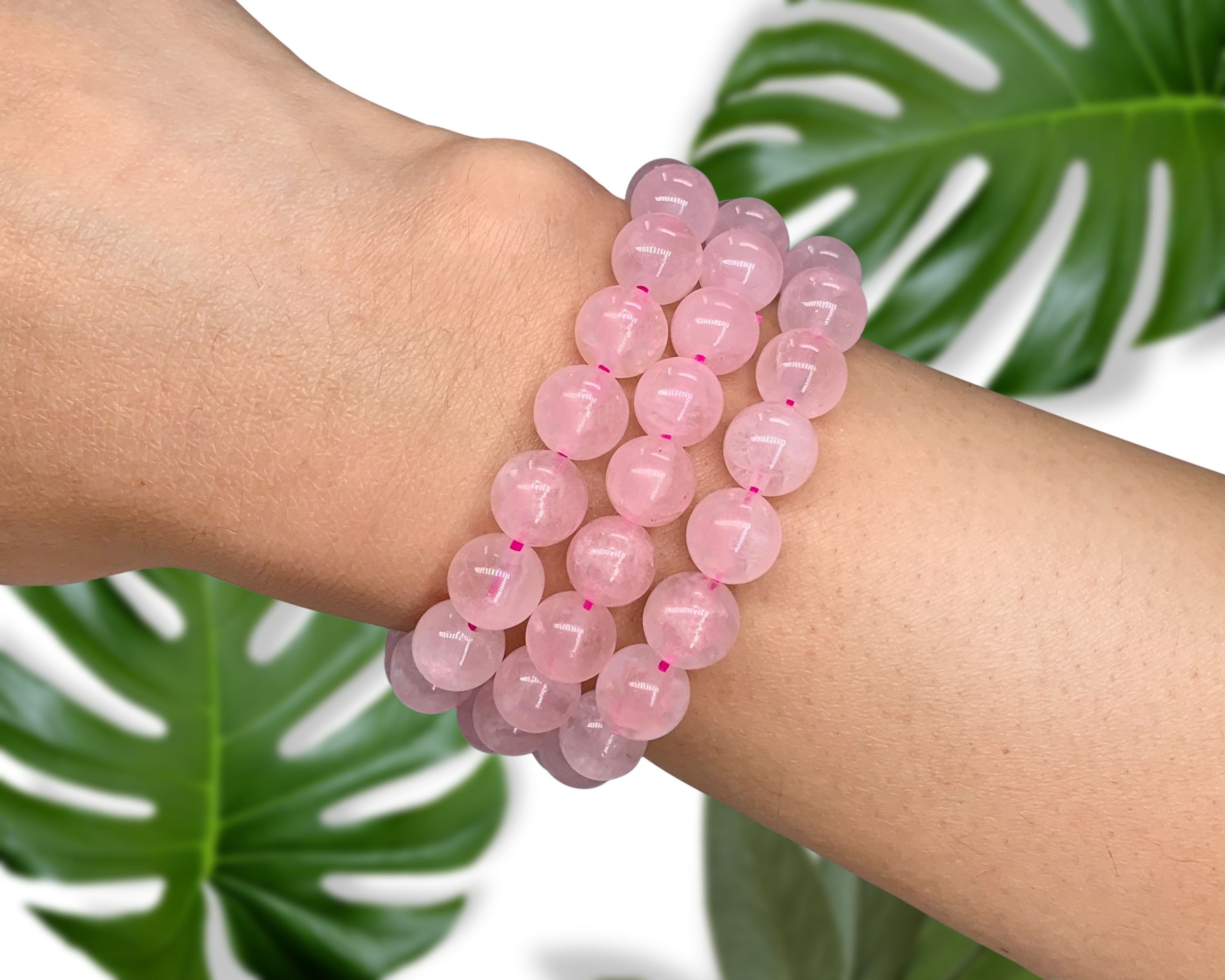 Rose Quartz Beaded Crystal Bracelet-2