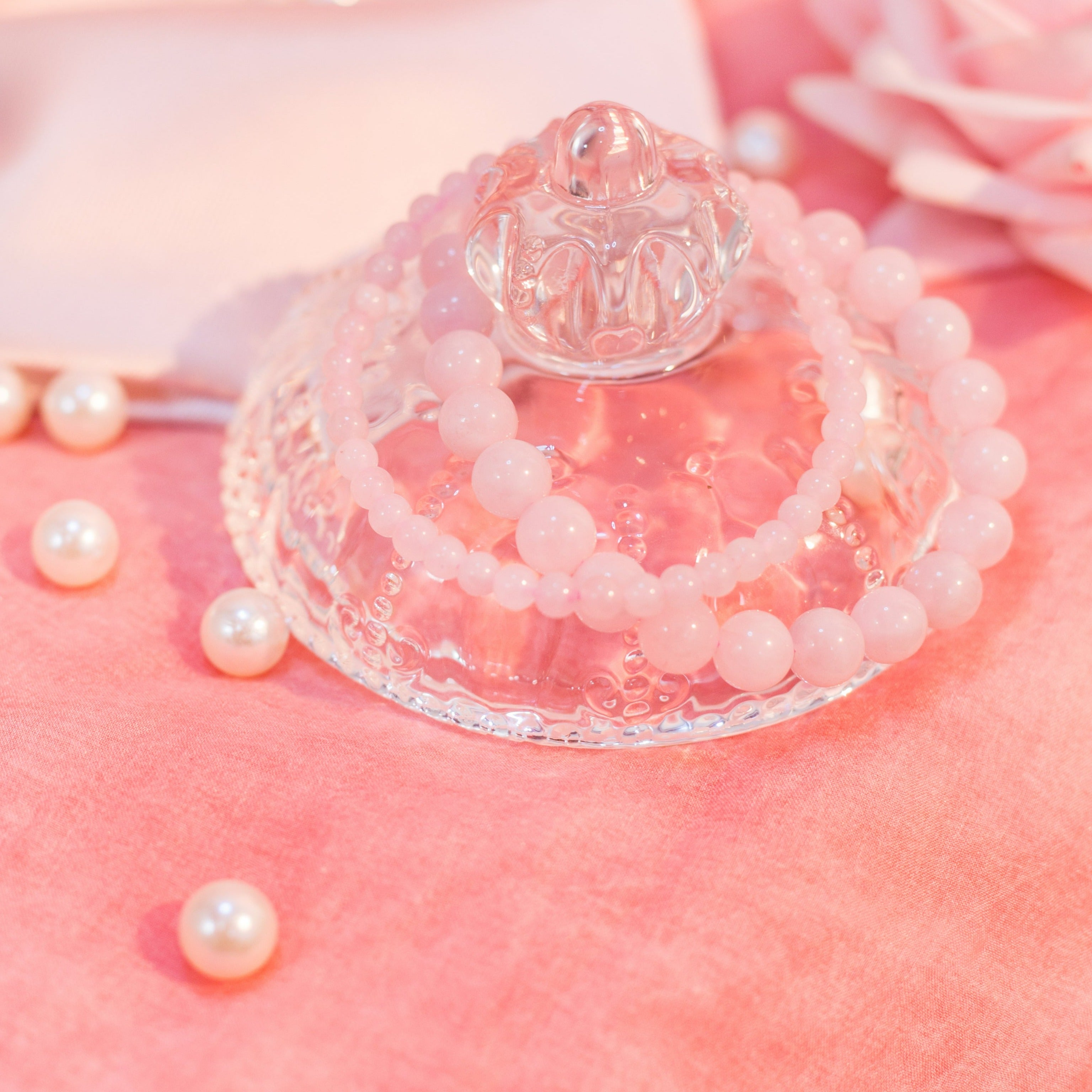 Rose Quartz Beaded Crystal Bracelet-0