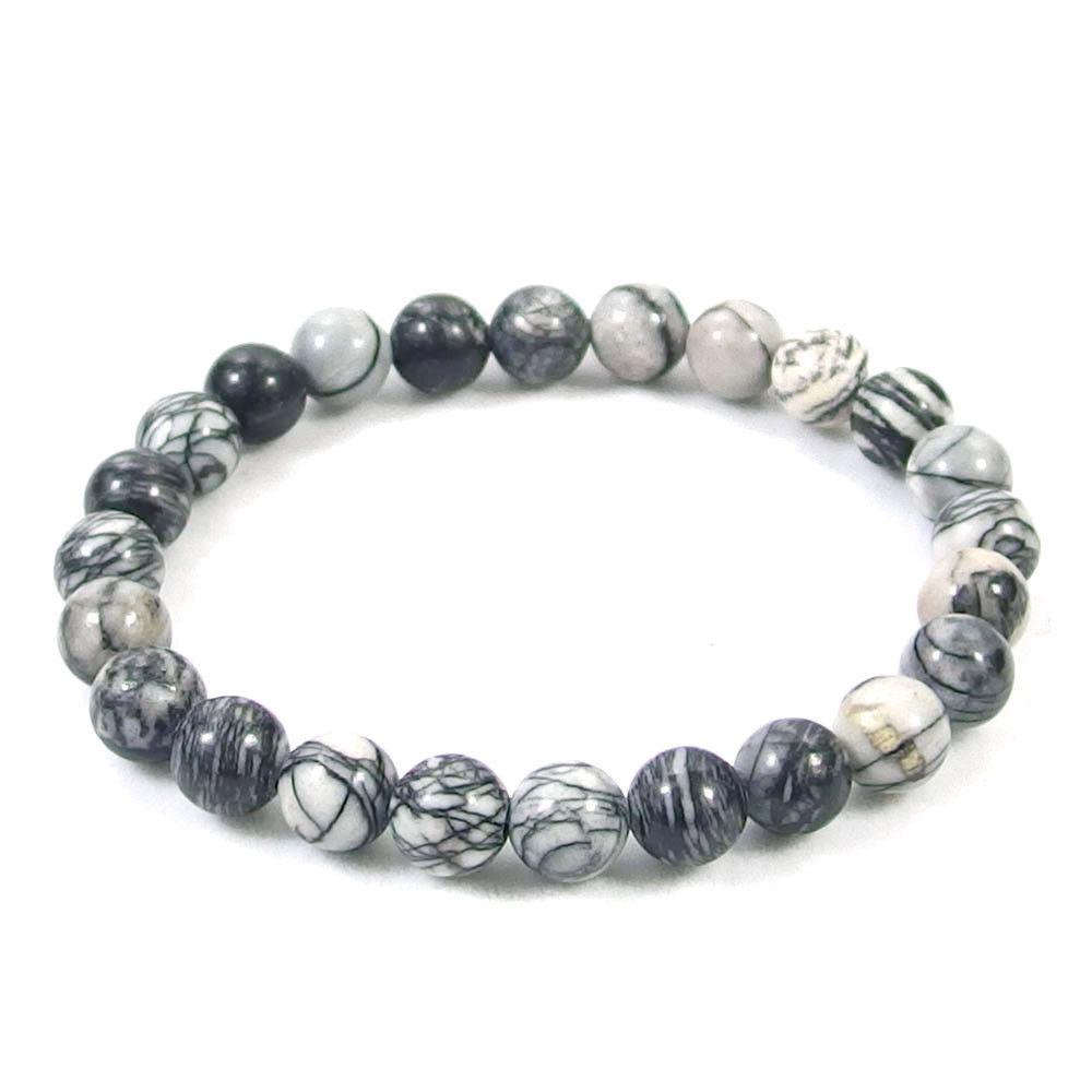 Spiderweb Jasper Beaded Crystal Bracelet-2