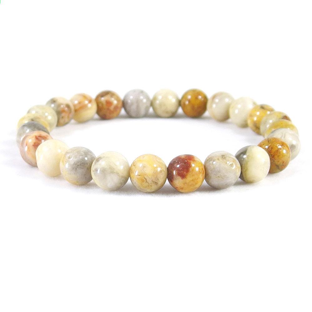 Crazy Lace Agate Beaded Crystal Bracelet-2