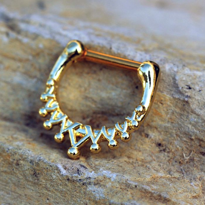 Gold Plated Royal Crown Septum Clicker-0