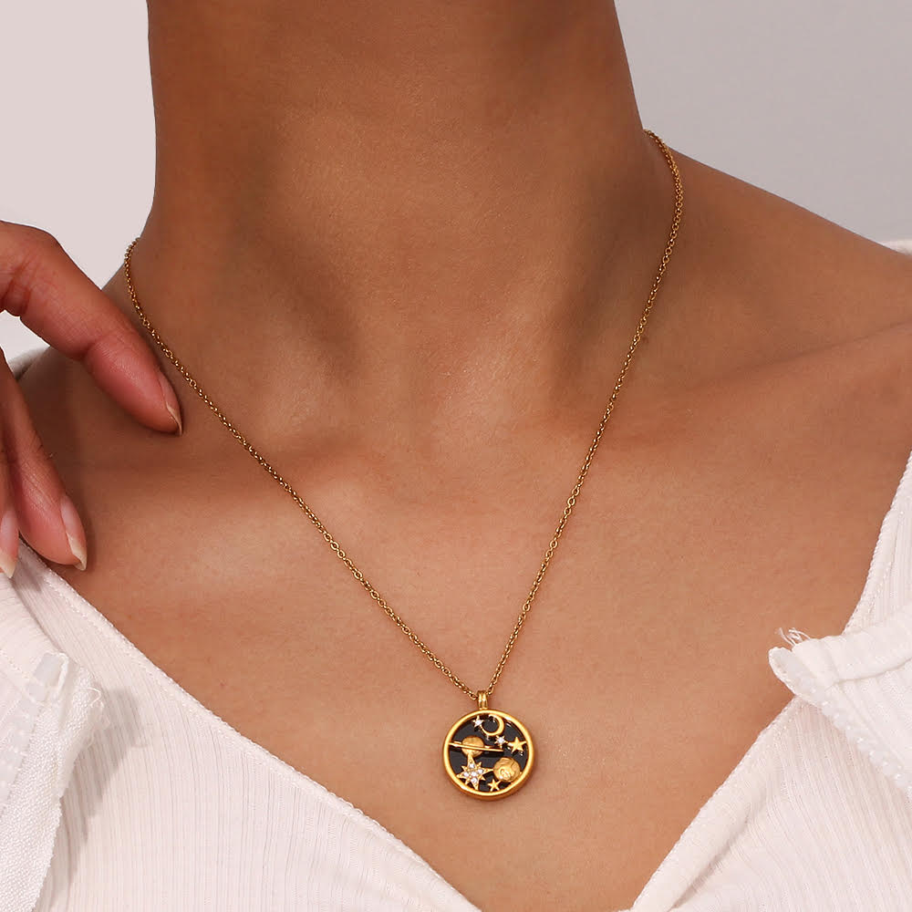 The Universe - 18K Gold Plated,  Waterproof Necklace-3