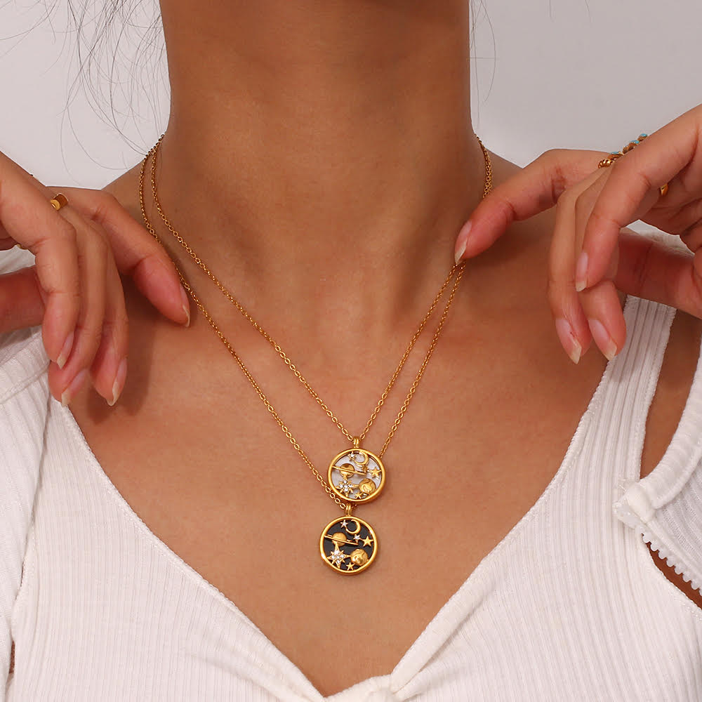 The Universe - 18K Gold Plated,  Waterproof Necklace-1