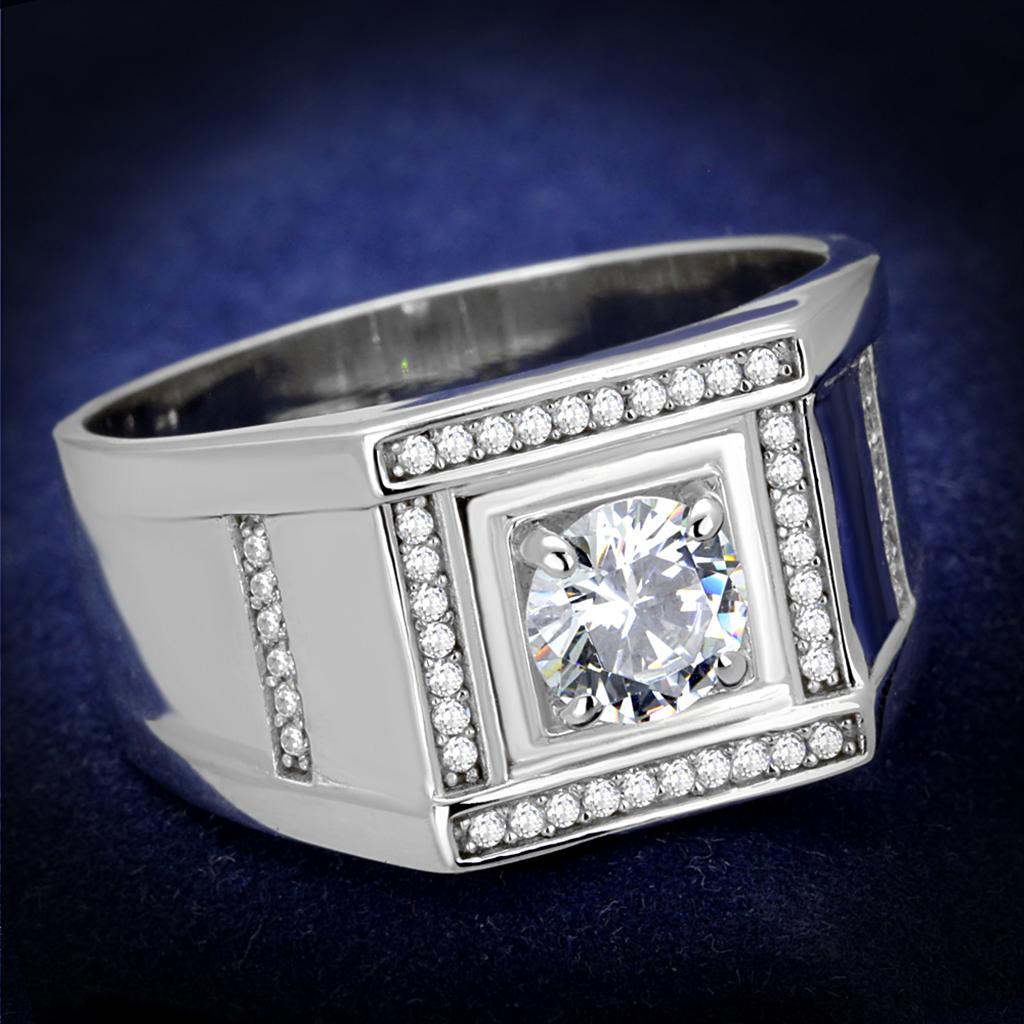 TS386 - Rhodium 925 Sterling Silver Ring with AAA Grade CZ  in Clear-0