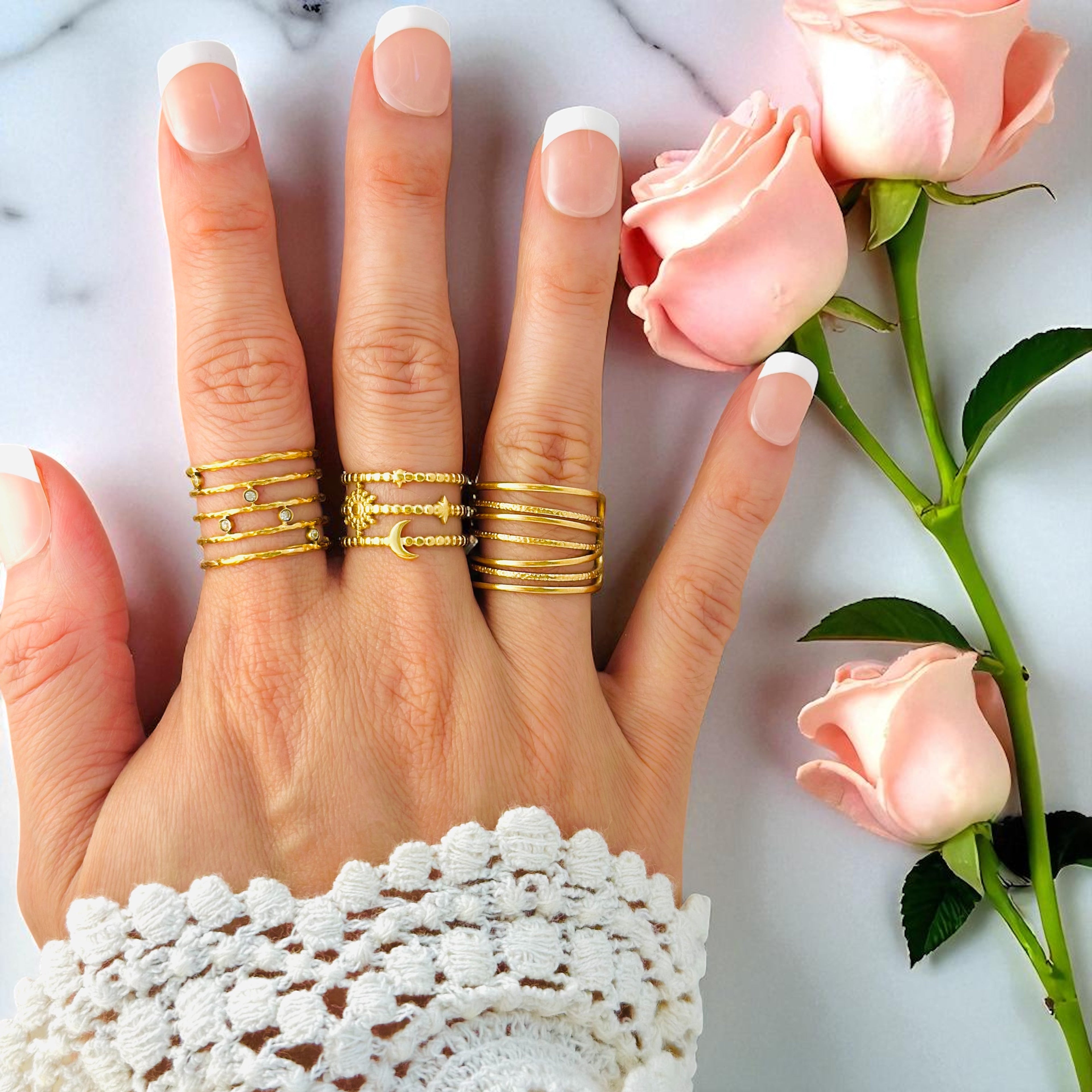 18K Gold Waterproof Stacking Rings-4