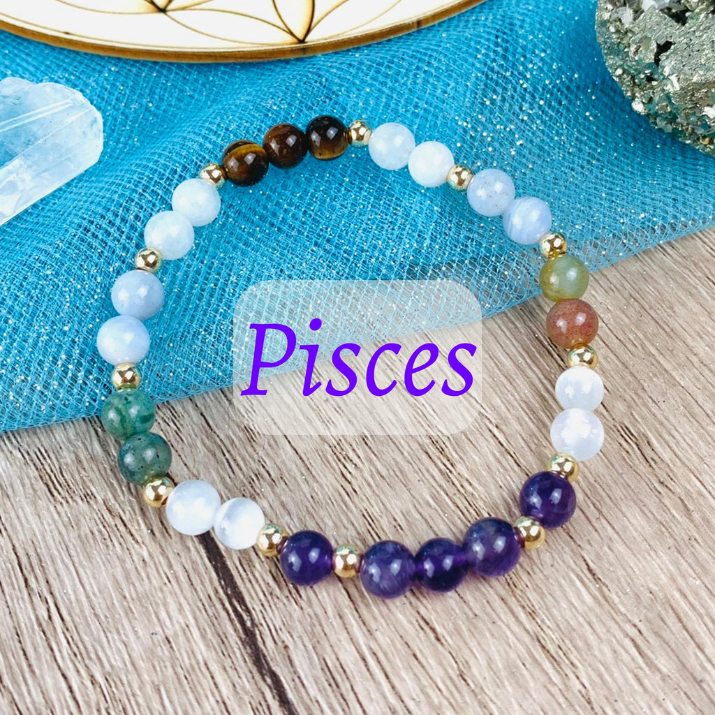 Pisces Zodiac Crystal Bracelet-0