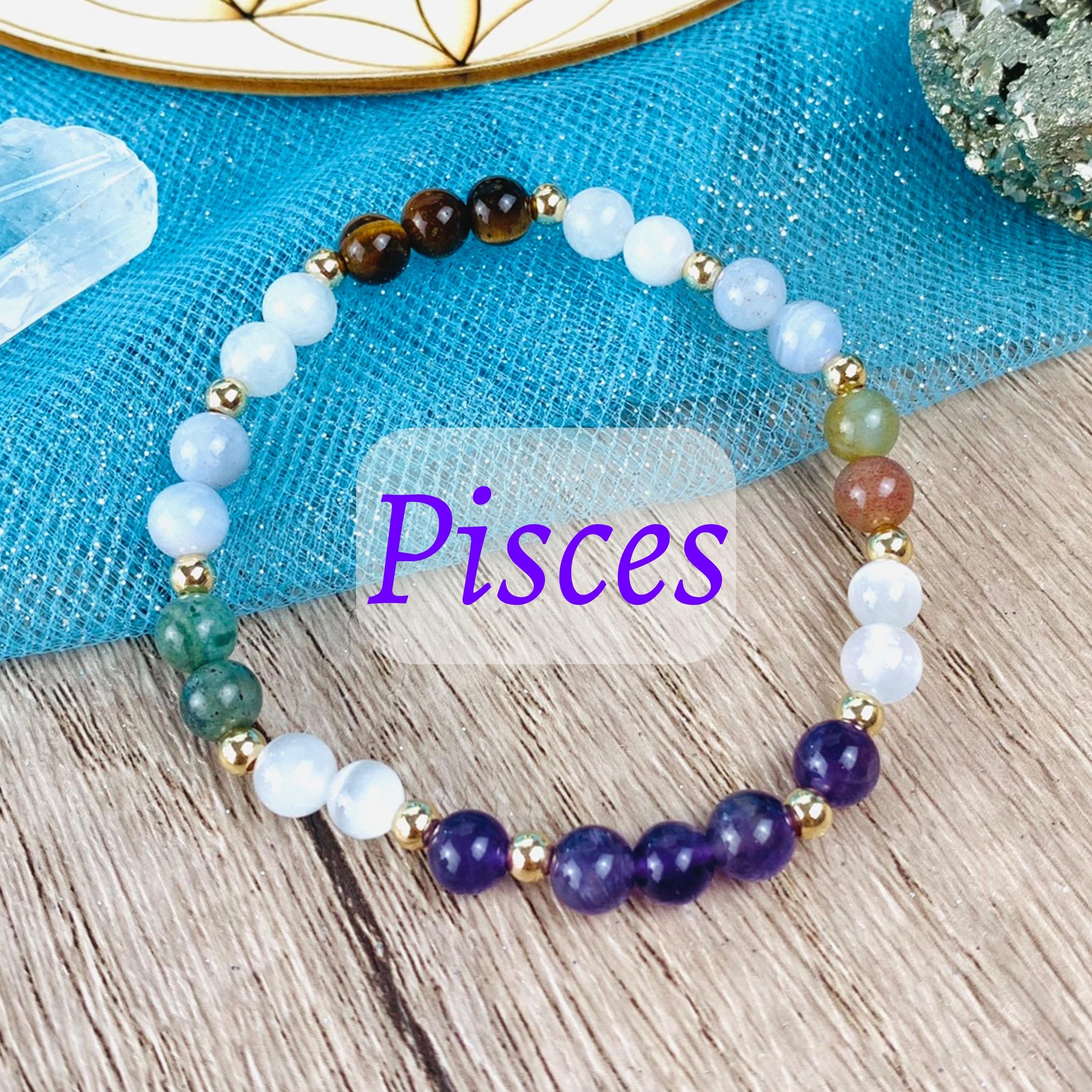 Pisces Zodiac Crystal Bracelet-0